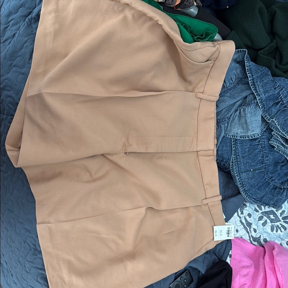 Stylish Tan High-Waisted Shorts